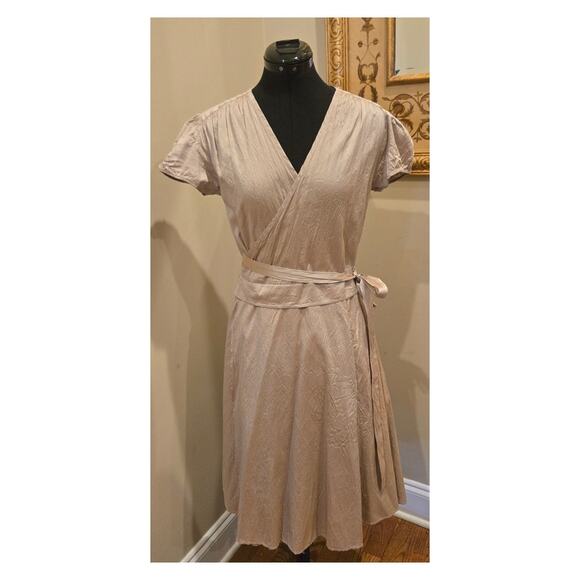 Calypso Christiane Celle Silk Wrap Dress Blush Cap Sleeve Romantic Small - Picture 2 of 9